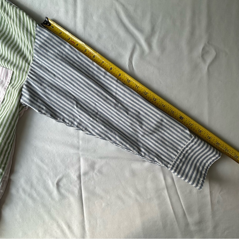Abercrombie & Fitch Green Blue Pink Striped Shirt Long Sleeve Oversized - Picture 8 of 11